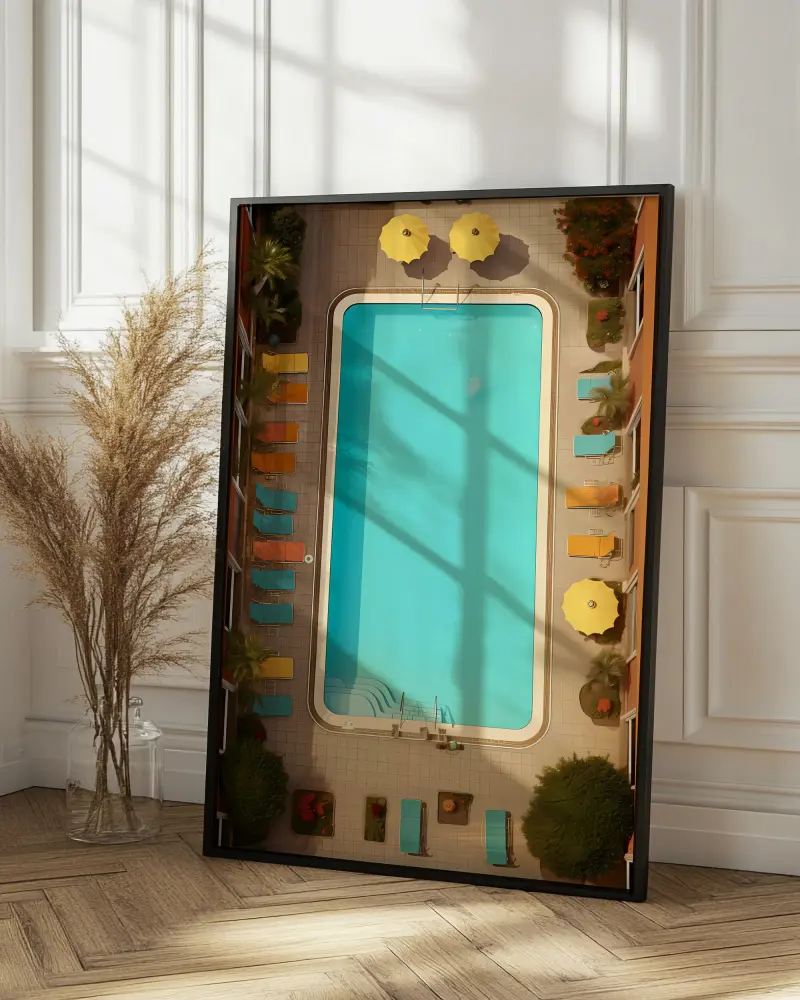 Palm Springs Pool Print, 60s Retro Wall Art, Mid Century Modern California Poster