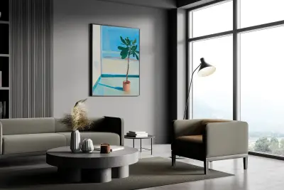 David Hockney Style Flower Painting Sun Art Print Pop Art Wall Decor