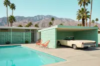 Retro Palm Springs Fotografie Mid-Century Pool Lincoln Continental Kunstdruck