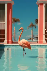 Pink Flamingo Fotografie Druck, Großes Maximalistisches Wandbild, Lebhaftes Flamingo Poster Dekor
