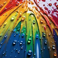 Buntes abstraktes Regen Poster Fotografie Wassertropfen Kunstdruck Regenbogen Farben