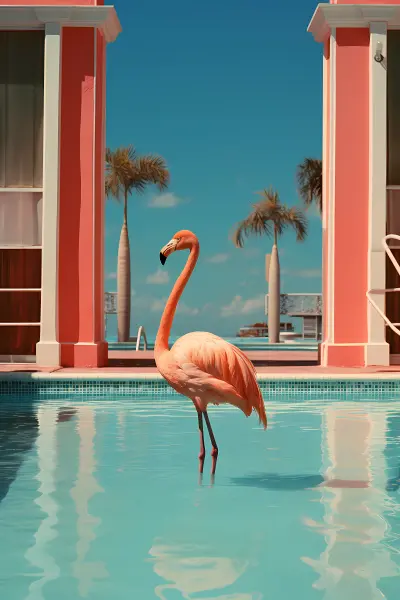 Pink Flamingo Fotografie Druck, Großes Maximalistisches Wandbild, Lebhaftes Flamingo Poster Dekor
