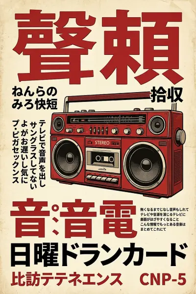 Vintage Japan Poster Boombox Rot Kunstdruck Retro Musik Kassette Dekoration
