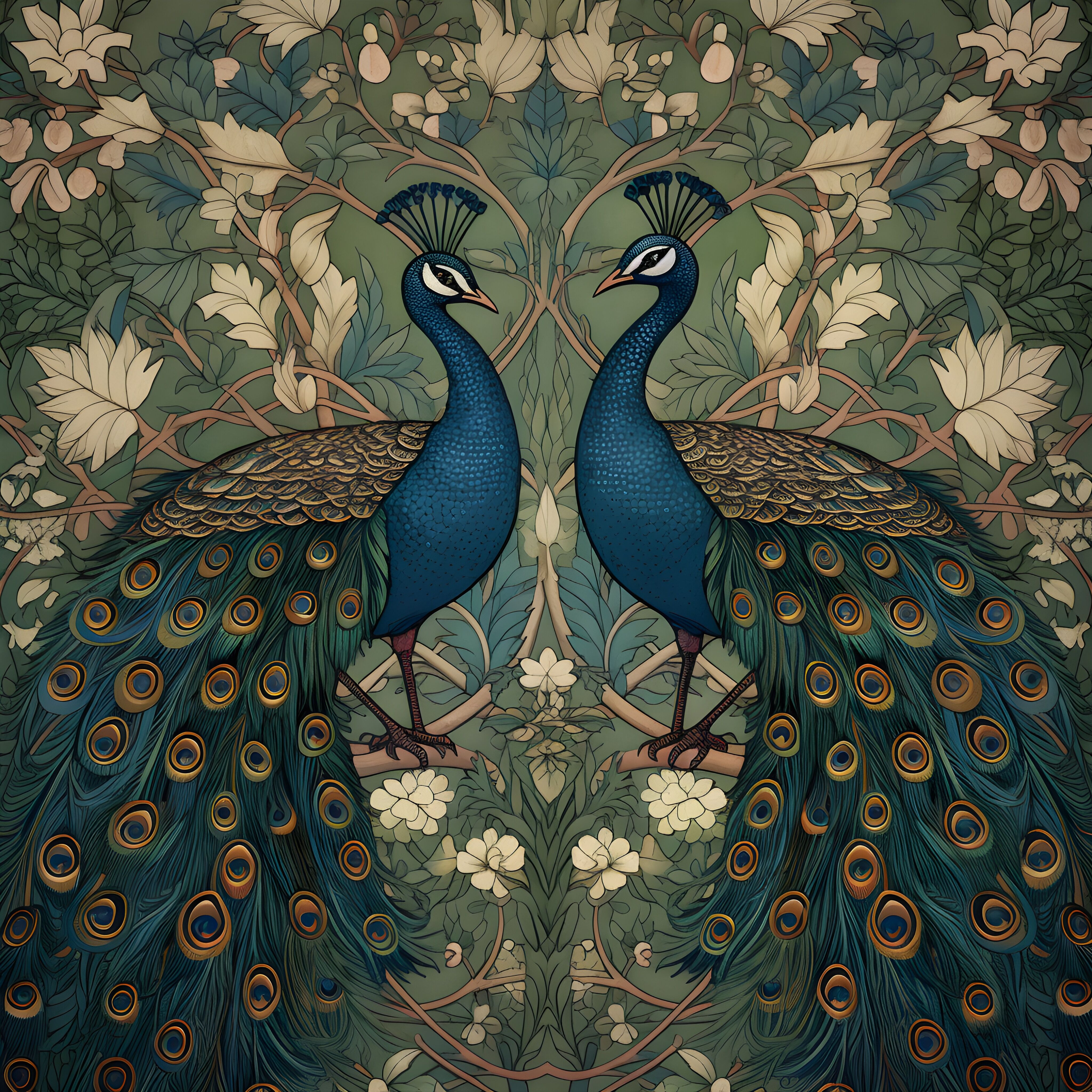William Morris Pfau Druck, Arts and Crafts Wandkunst, Vintage Poster, Ästhetisches Dekor